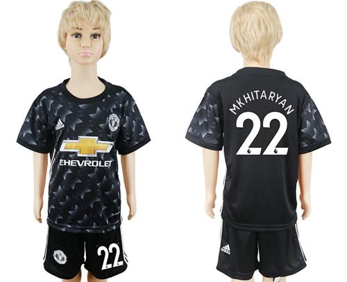 Manchester United #22 Mkhitaryan Away Kid Soccer Club Jersey - Click Image to Close
